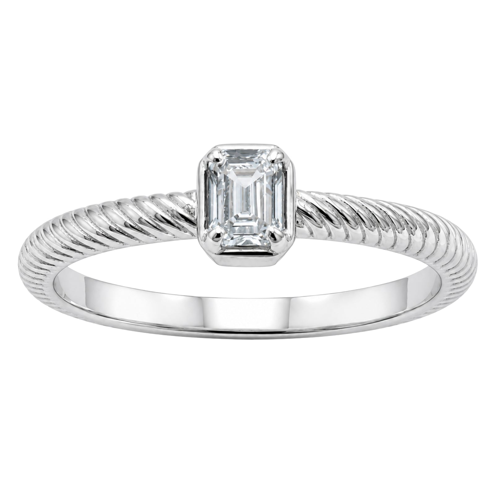 1/5 Carat T.W. Emerald-cut Lab Grown Diamond (F/VS+) 14K Gold Ring