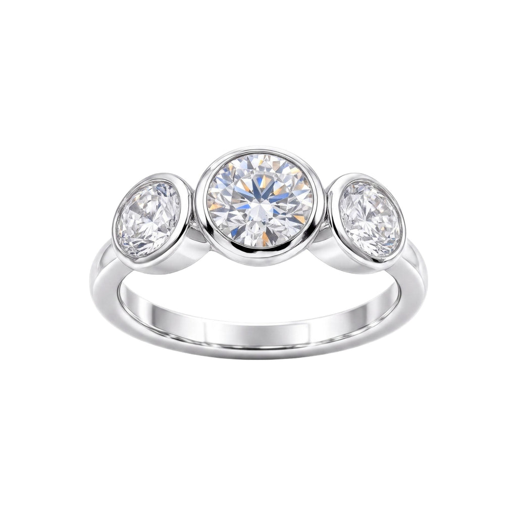 Diamonair 3 Stone Bezel Ring set - Lab Grown Diamond 14K Gold 3 Stone Bezel Ring