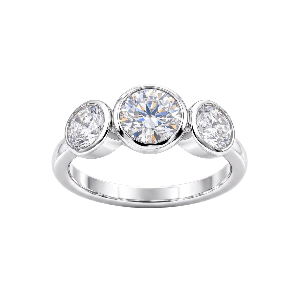Diamonair 3 Stone Bezel Ring set - Lab Grown Diamond 14K Gold 3 Stone Bezel Ring
