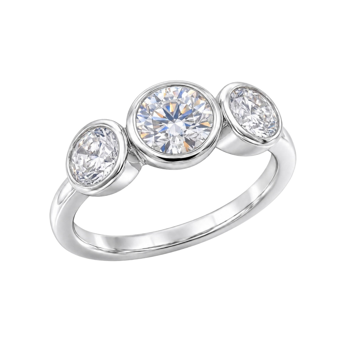 Diamonair 3 Stone Bezel Ring set - Lab Grown Diamond 14K Gold 3 Stone Bezel Ring