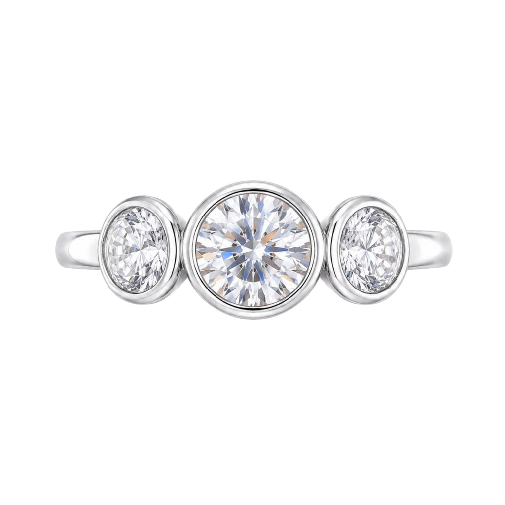 Diamonair 3 Stone Bezel Ring set - Lab Grown Diamond 14K Gold 3 Stone Bezel Ring