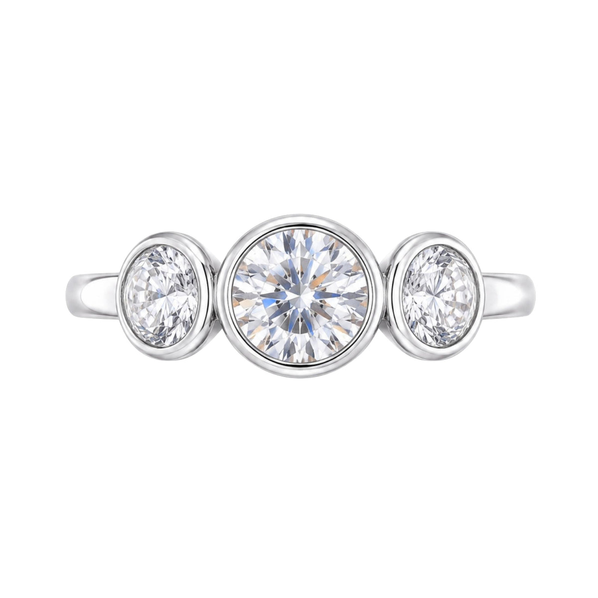 Diamonair 3 Stone Bezel Ring set - Lab Grown Diamond 14K Gold 3 Stone Bezel Ring