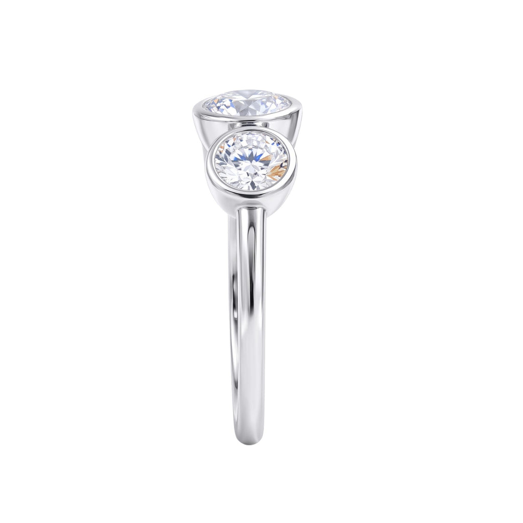 Diamonair 3 Stone Bezel Ring set - Lab Grown Diamond 14K Gold 3 Stone Bezel Ring