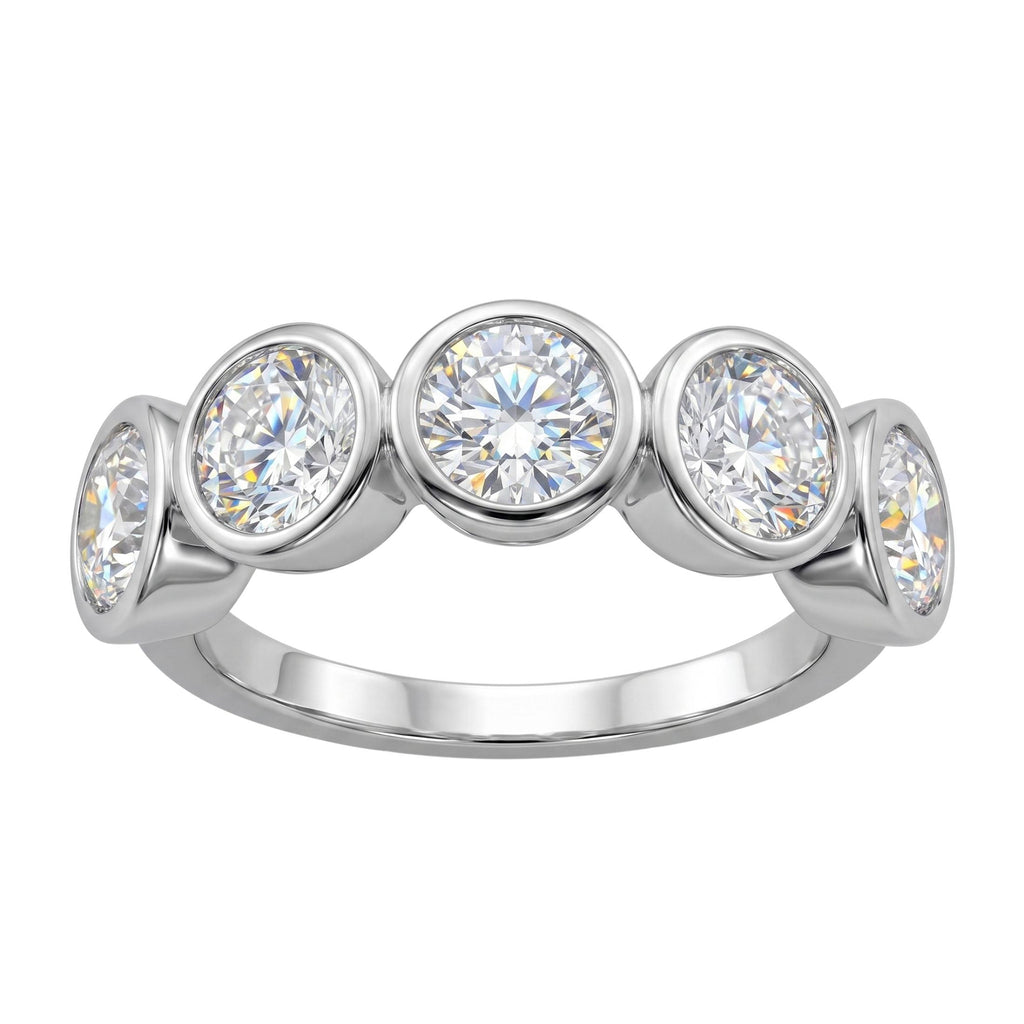 Diamonair 5 Stone Bezel Ring set - Lab Grown Diamond 14K Gold 5 Stone Bezel Ring