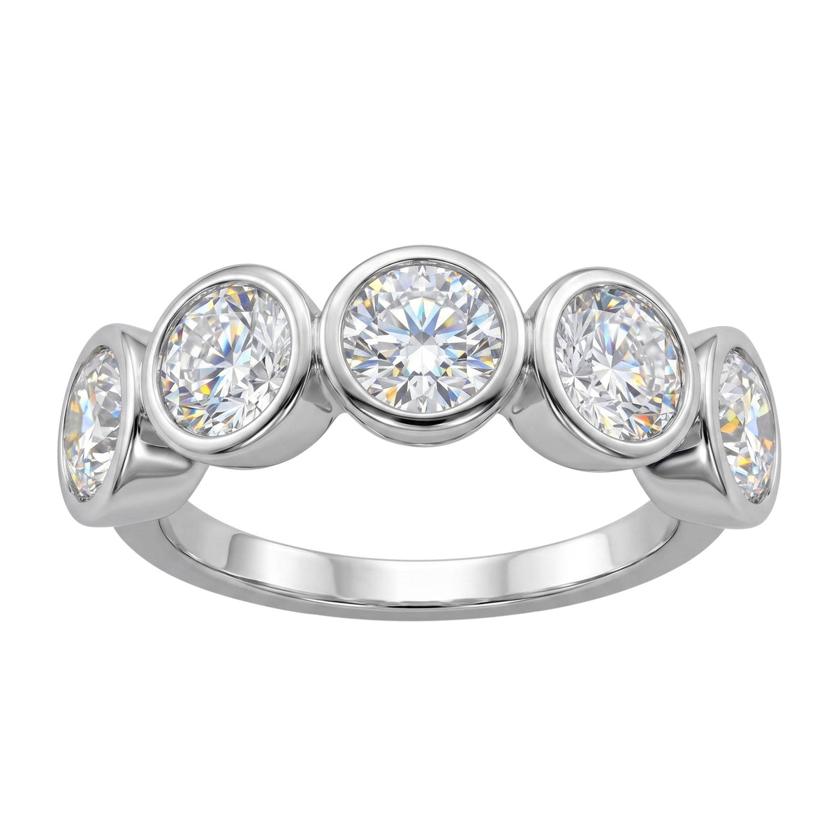 Diamonair 5 Stone Bezel Ring set - Lab Grown Diamond 14K Gold 5 Stone Bezel Ring