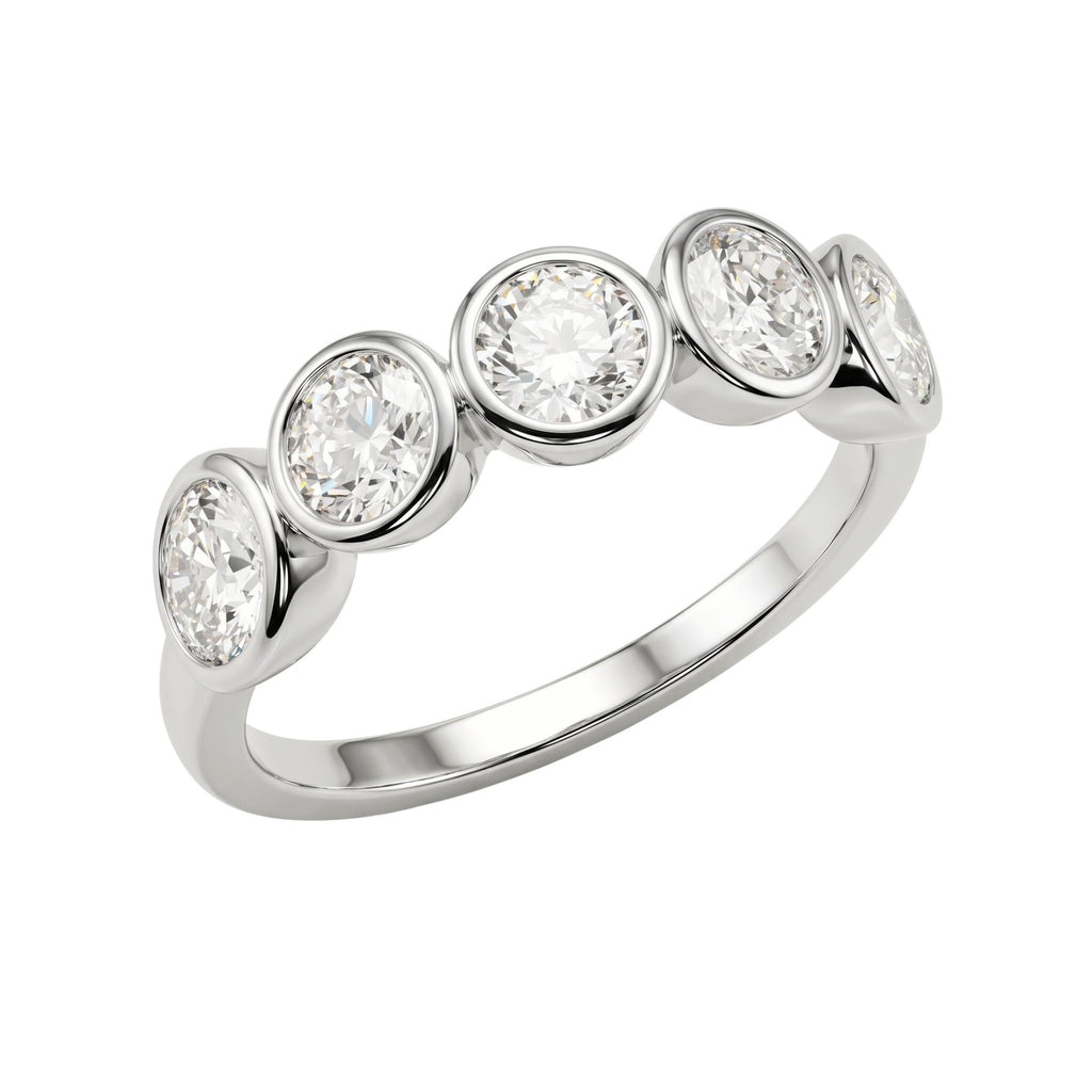 Diamonair 5 Stone Bezel Ring set - Lab Grown Diamond 14K Gold 5 Stone Bezel Ring