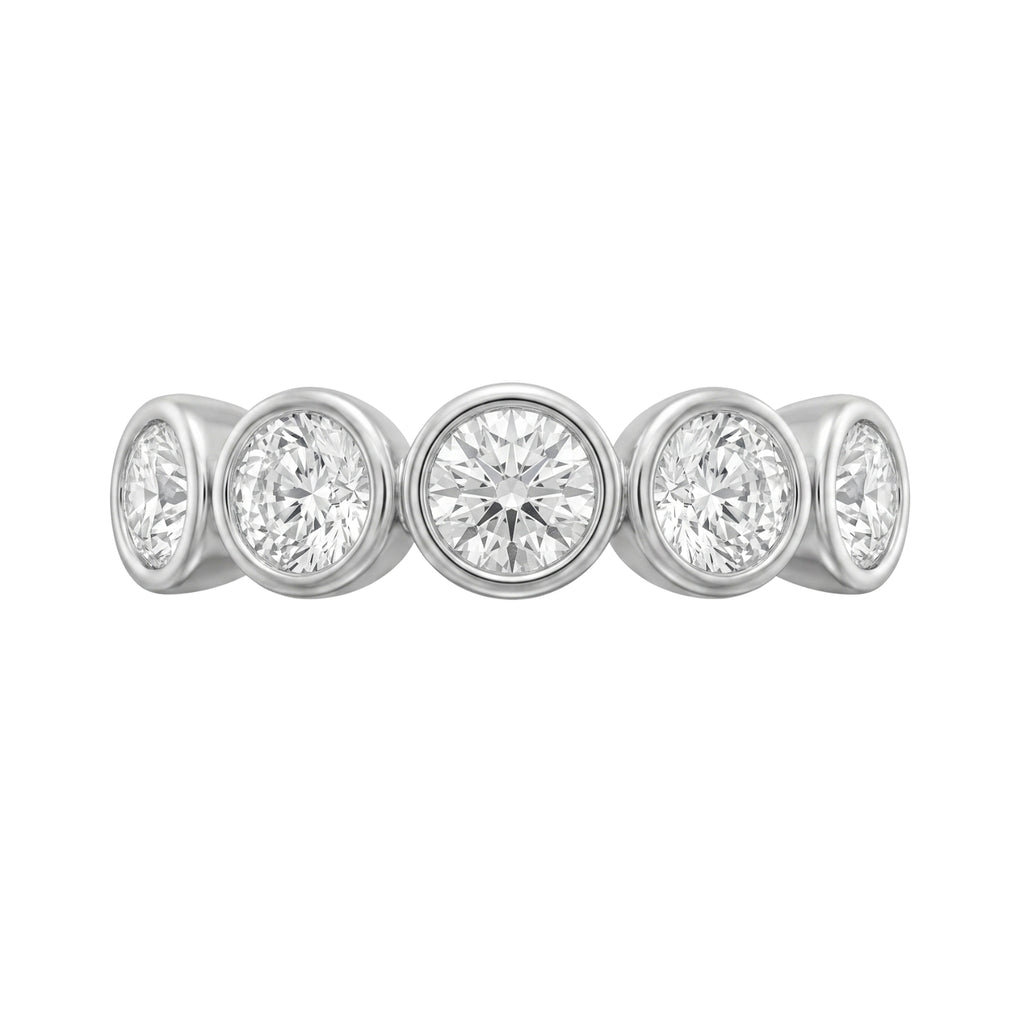 3.00 Carat T.W. Round-cut Lab Grown Diamond (F/VS+) 14K Gold Bezel Set 5 Stone Band Ring