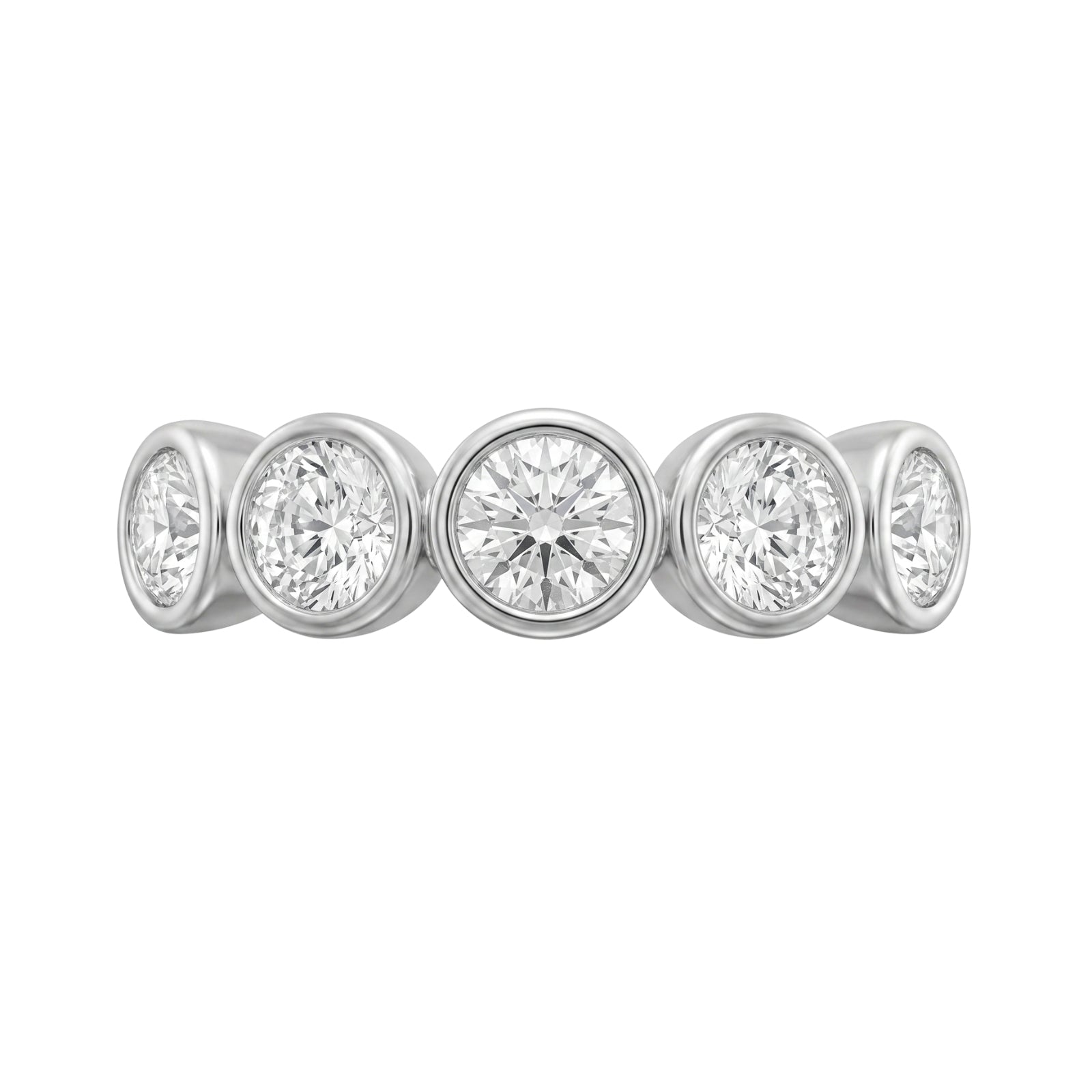 3.00 Carat T.W. Round-cut Lab Grown Diamond (F/VS+) 14K Gold Bezel Set 5 Stone Band Ring