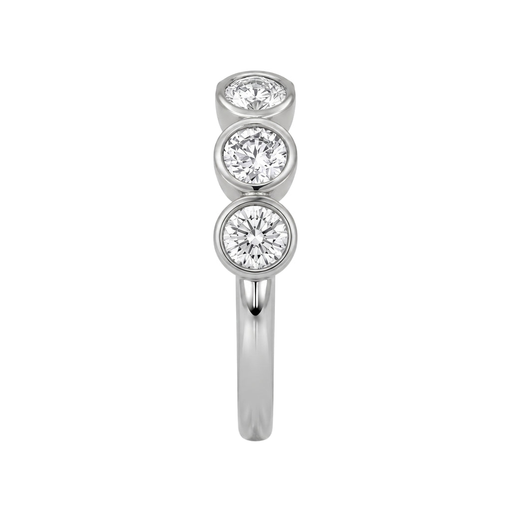 3.00 Carat T.W. Round-cut Lab Grown Diamond (F/VS+) 14K Gold Bezel Set 5 Stone Band Ring
