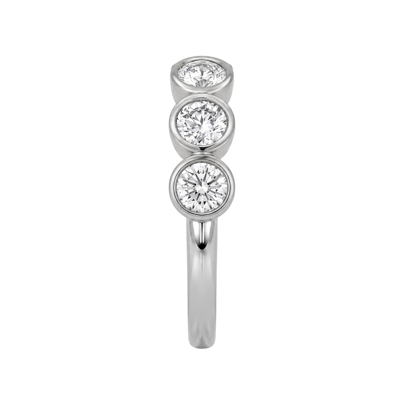3.00 Carat T.W. Round-cut Lab Grown Diamond (F/VS+) 14K Gold Bezel Set 5 Stone Band Ring