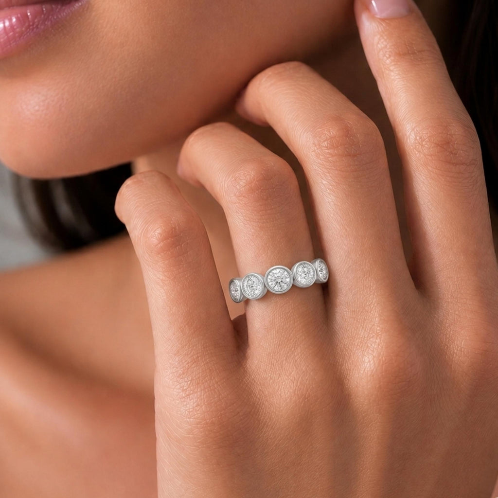 Diamonair 5 Stone Bezel Ring set - Lab Grown Diamond 14K Gold 5 Stone Bezel Ring