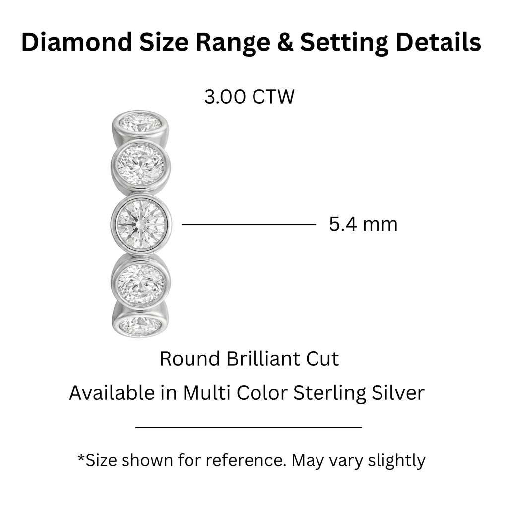 3.00 Carat T.W. Round-cut Lab Grown Diamond (F/VS+) 14K Gold Bezel Set 5 Stone Band Ring