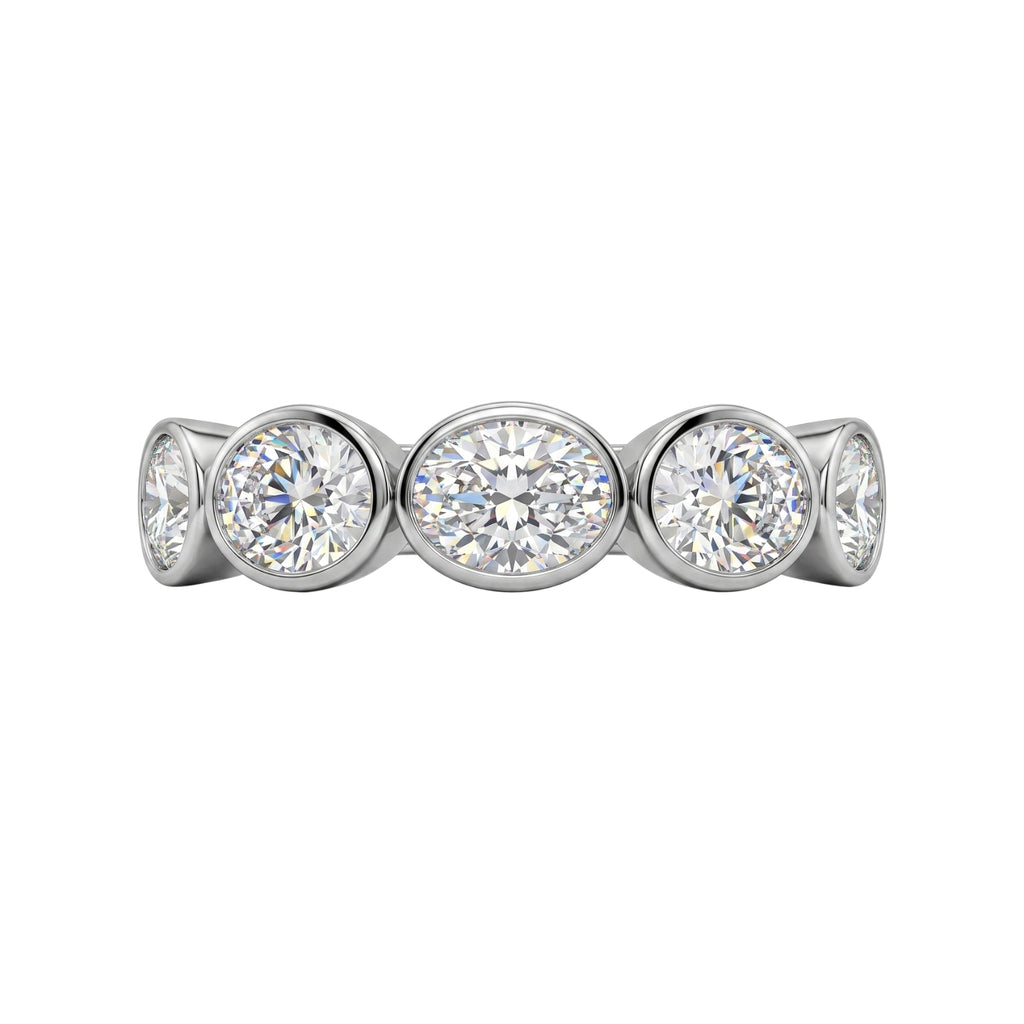 3.00 Carat T.W. Oval-cut Lab Grown Diamond (F/VS+) 14K Gold Bezel Set 5 Stone Band Ring