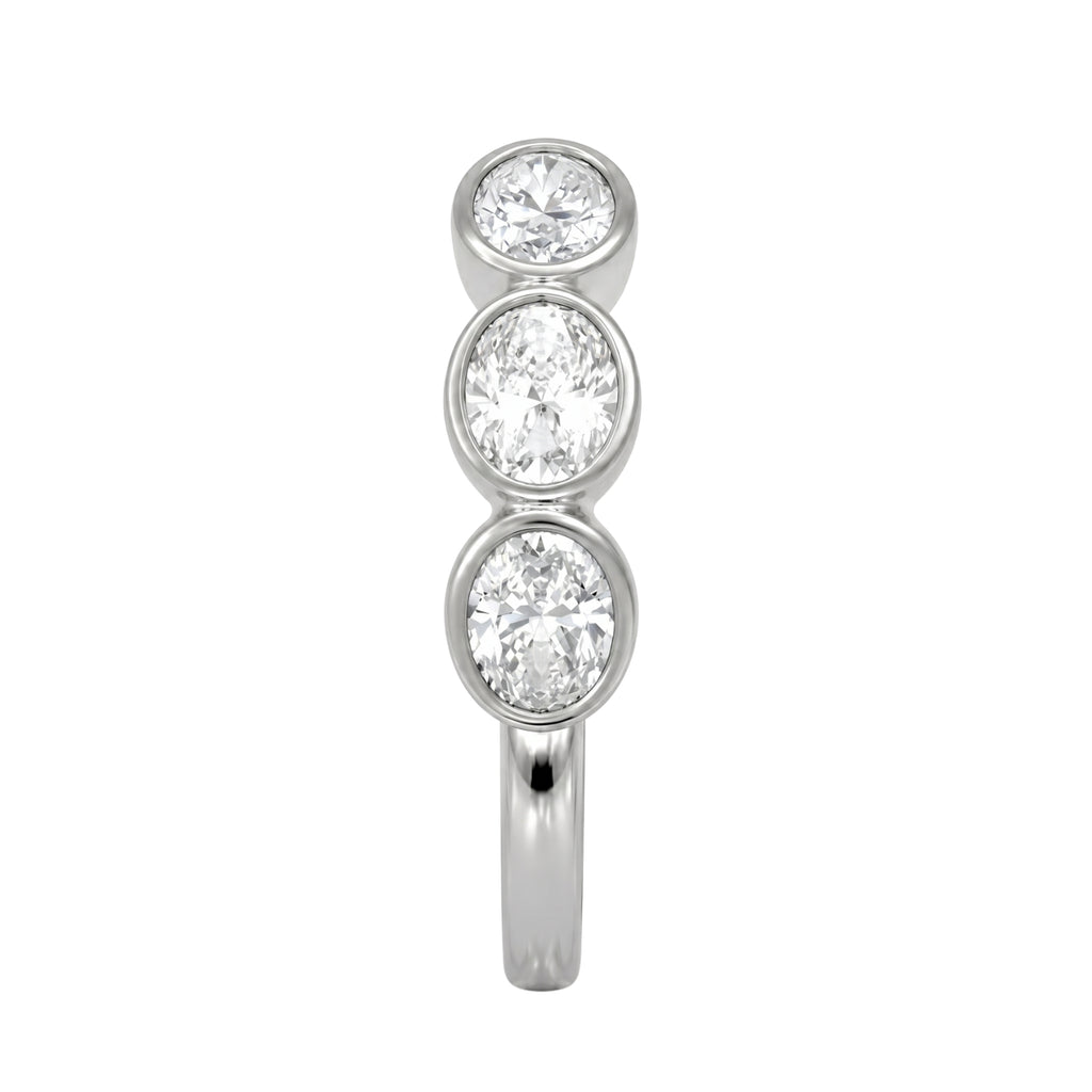 3.00 Carat T.W. Oval-cut Lab Grown Diamond (F/VS+) 14K Gold Bezel Set 5 Stone Band Ring