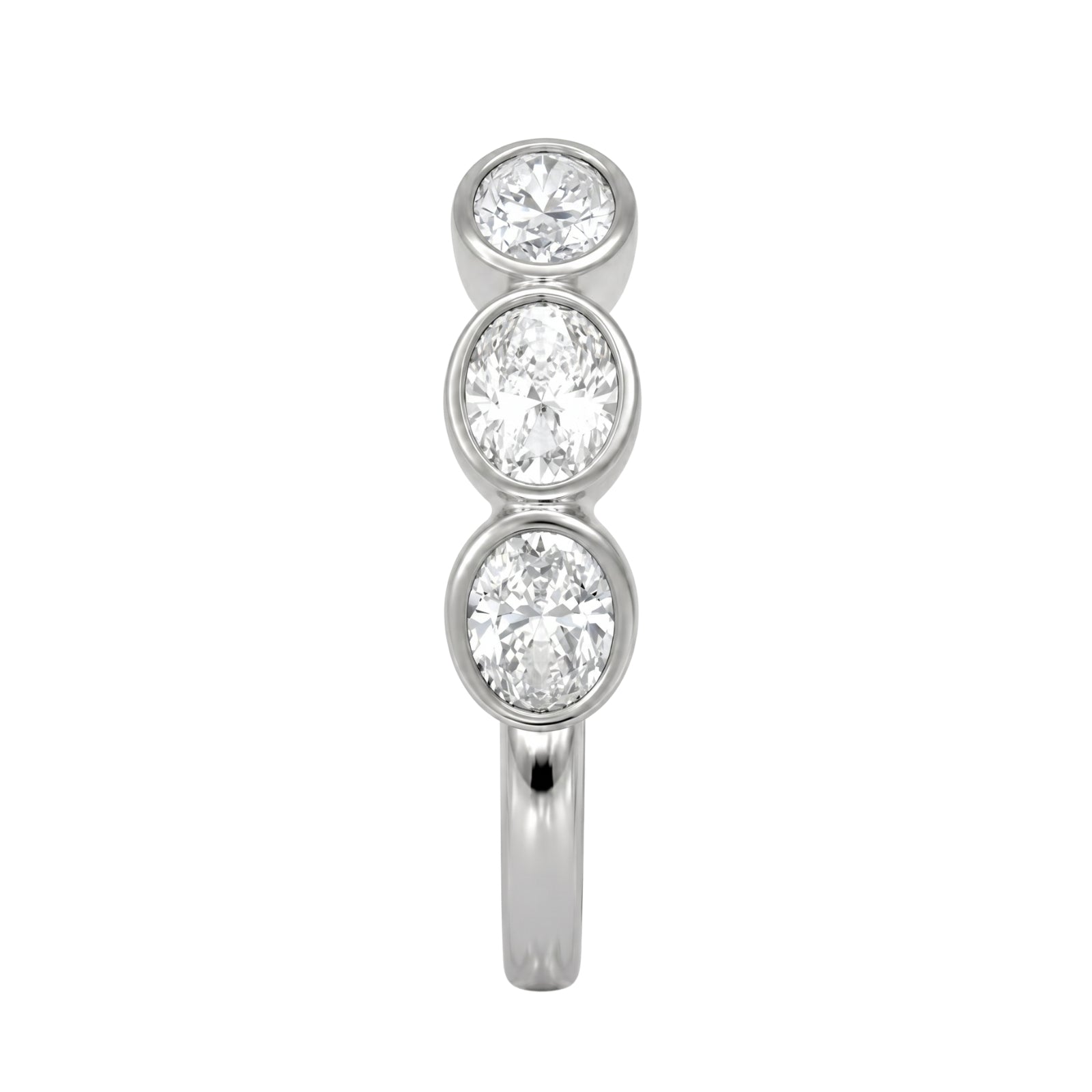 3.00 Carat T.W. Oval-cut Lab Grown Diamond (F/VS+) 14K Gold Bezel Set 5 Stone Band Ring