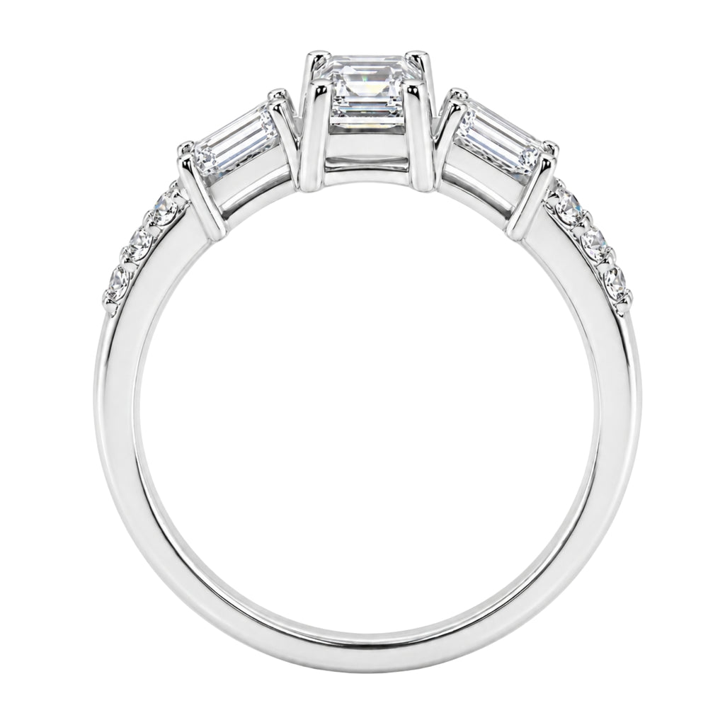 1.00 Carat T.W. Baguette, Emerald and Round-cut Lab Grown Diamond (F/VS+) 14K Gold Fashion Ring