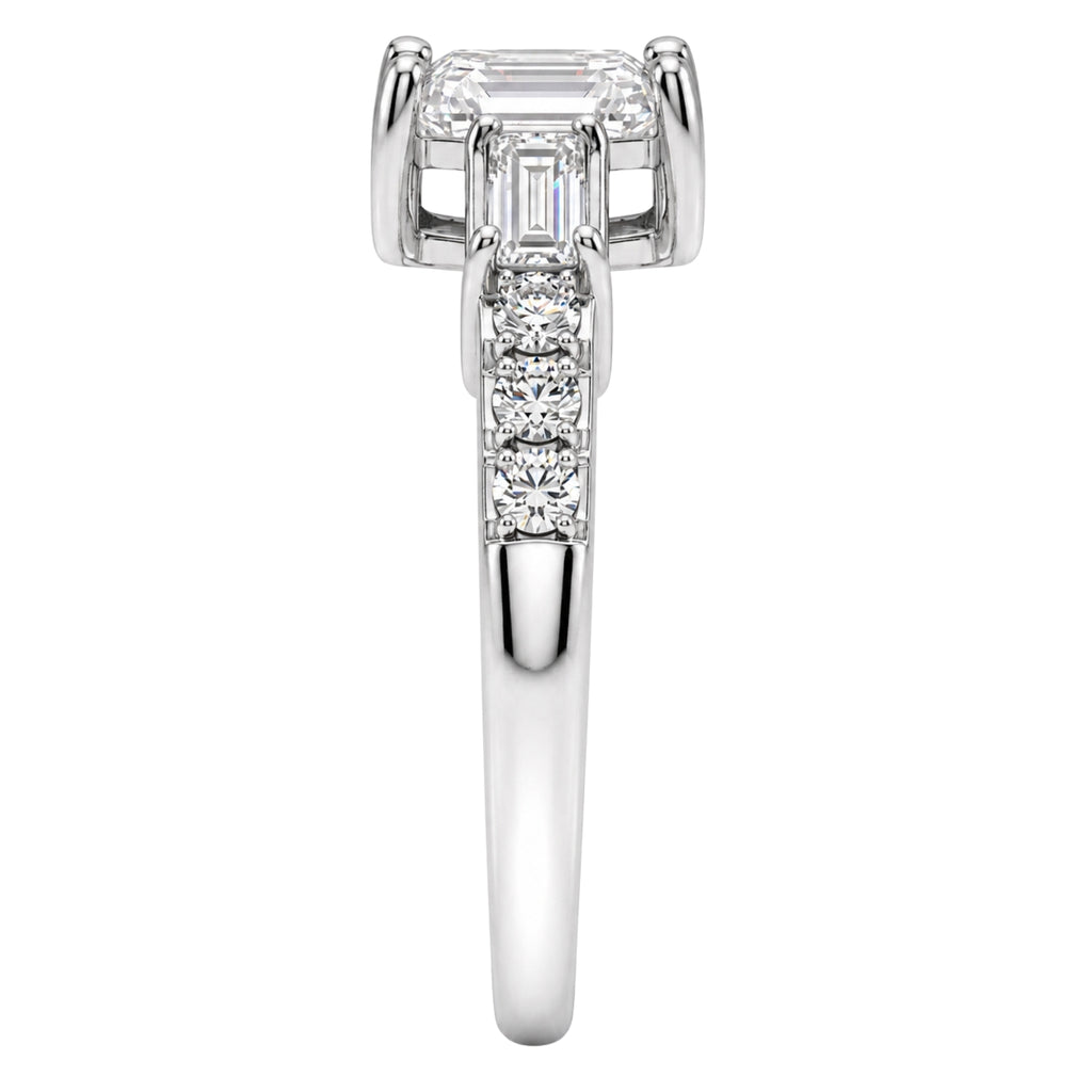 1.00 Carat T.W. Baguette, Emerald and Round-cut Lab Grown Diamond (F/VS+) 14K Gold Fashion Ring