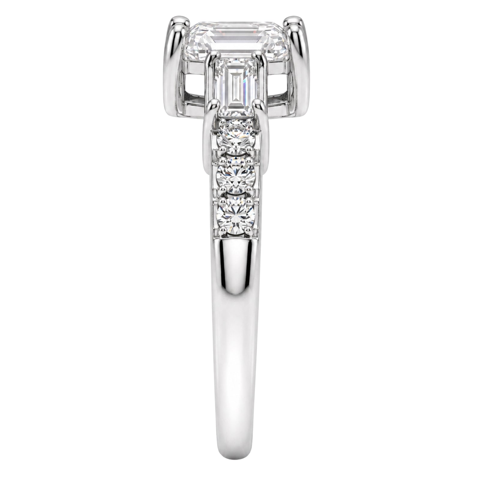 1.00 Carat T.W. Baguette, Emerald and Round-cut Lab Grown Diamond (F/VS+) 14K Gold Fashion Ring