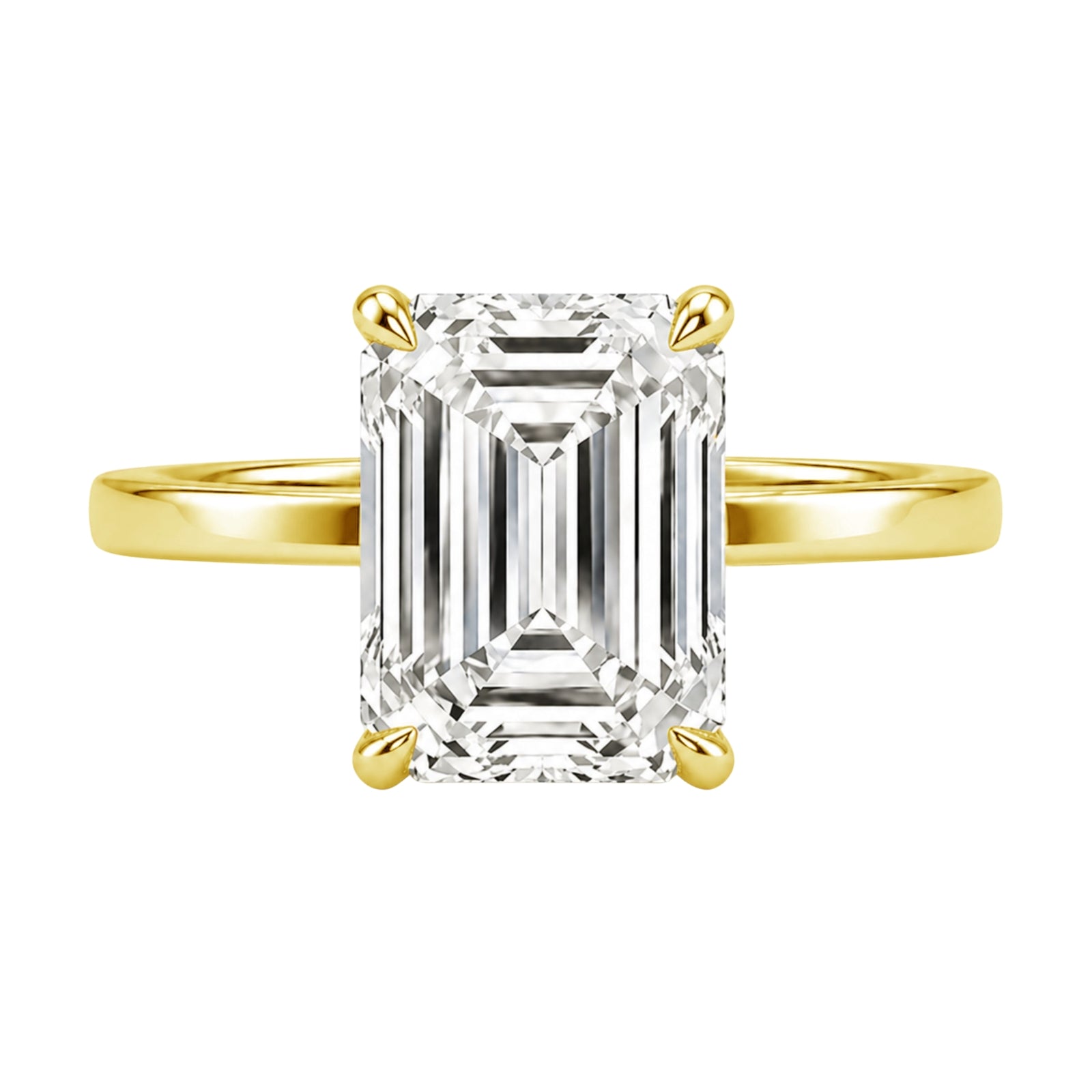1.00-6.00 Carat T.W. Emerald-cut IGI Certified Lab Grown Diamond (F/VS+) 14K Gold Solitaire Ring