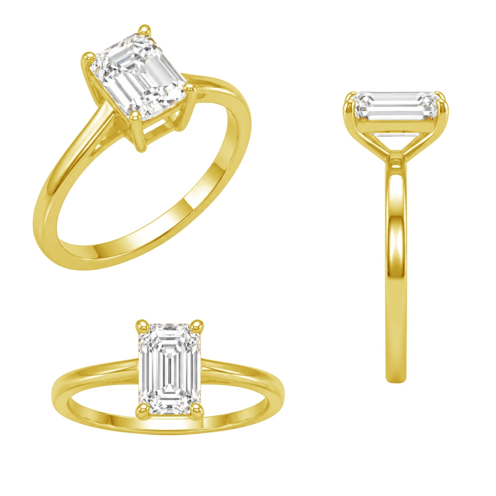 1.00-6.00 Carat T.W. Emerald-cut IGI Certified Lab Grown Diamond (F/VS+) 14K Gold Solitaire Ring