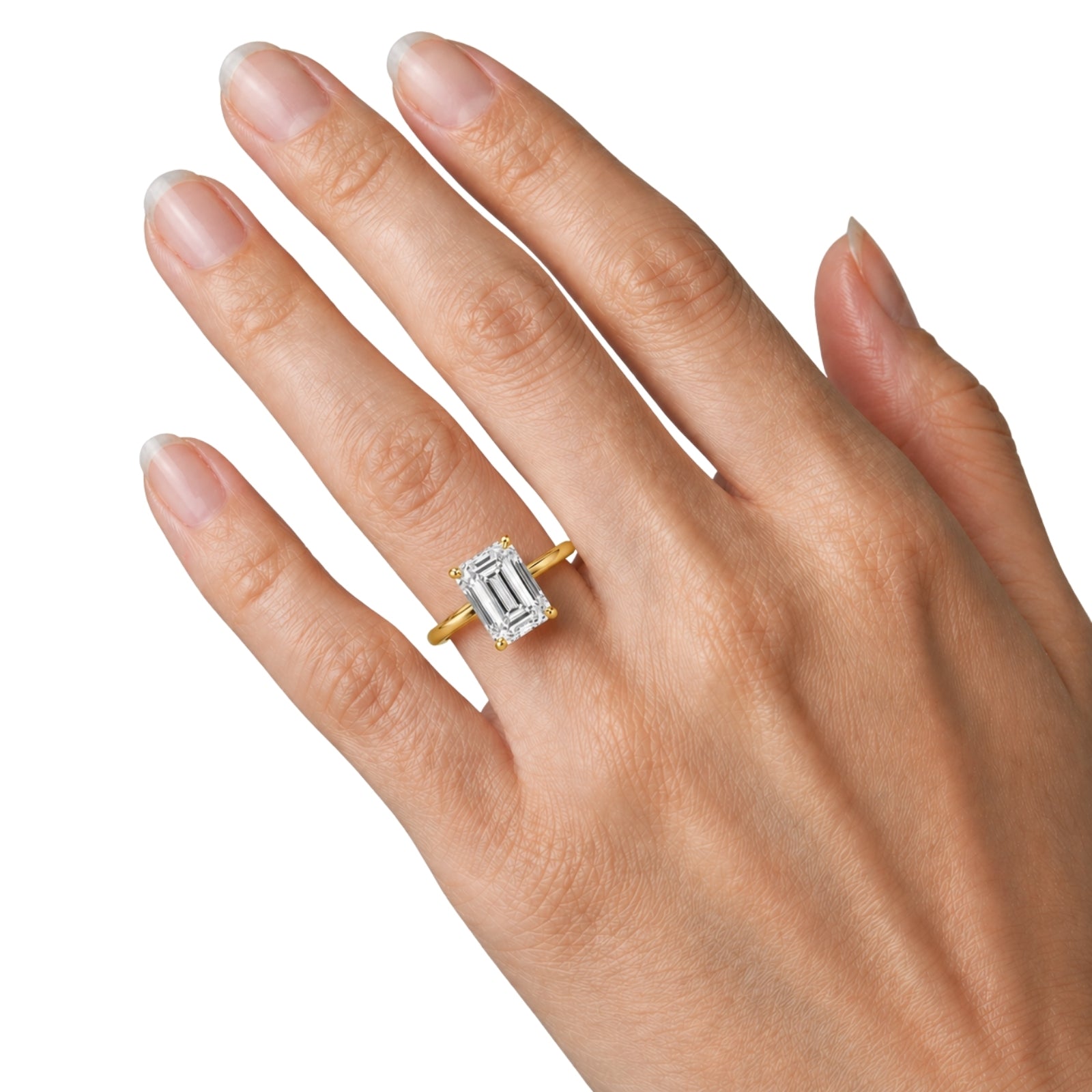 1.00-6.00 Carat T.W. Emerald-cut IGI Certified Lab Grown Diamond (F/VS+) 14K Gold Solitaire Ring