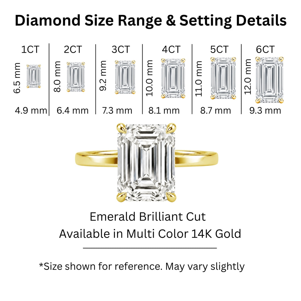 1.00-6.00 Carat T.W. Emerald-cut IGI Certified Lab Grown Diamond (F/VS+) 14K Gold Solitaire Ring
