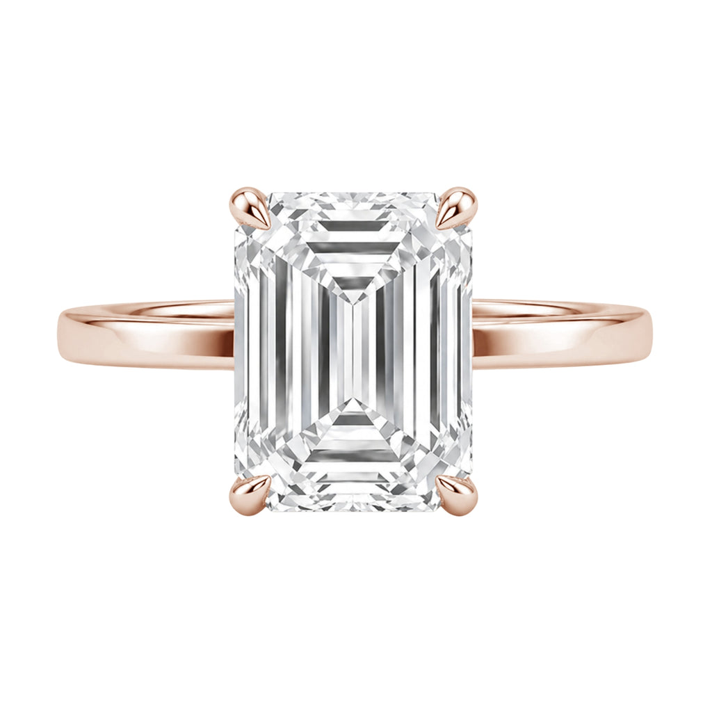 1.00-6.00 Carat T.W. Emerald-cut IGI Certified Lab Grown Diamond (F/VS+) 14K Gold Solitaire Ring