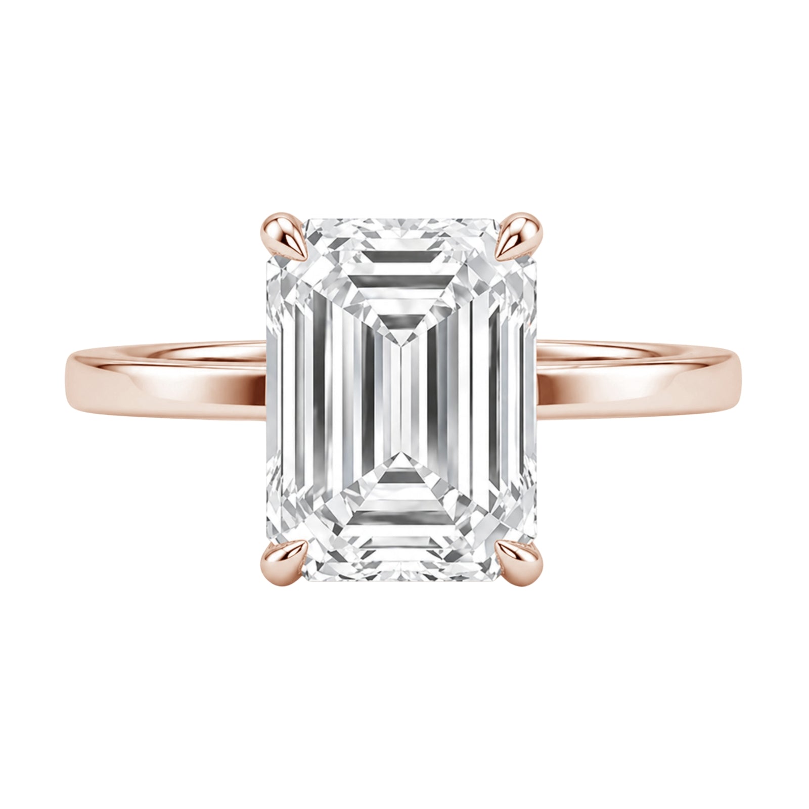 1.00-6.00 Carat T.W. Emerald-cut IGI Certified Lab Grown Diamond (F/VS+) 14K Gold Solitaire Ring