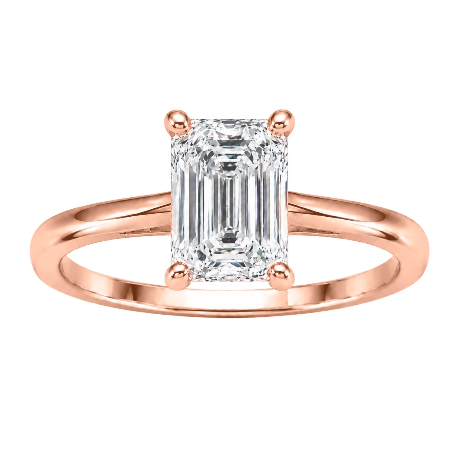 Diamonair Emerald solitaire ring 14K Rose Gold 6.00 CT Size 11