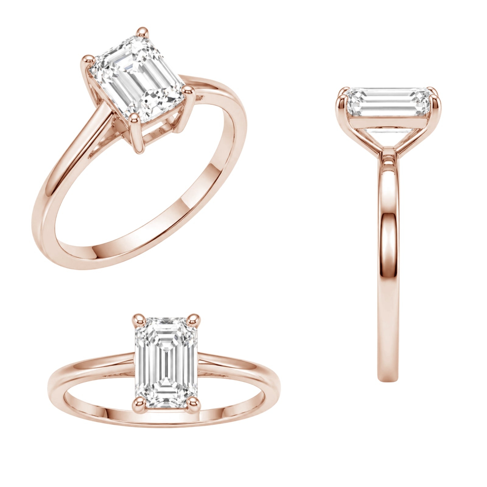 1.00-6.00 Carat T.W. Emerald-cut IGI Certified Lab Grown Diamond (F/VS+) 14K Gold Solitaire Ring