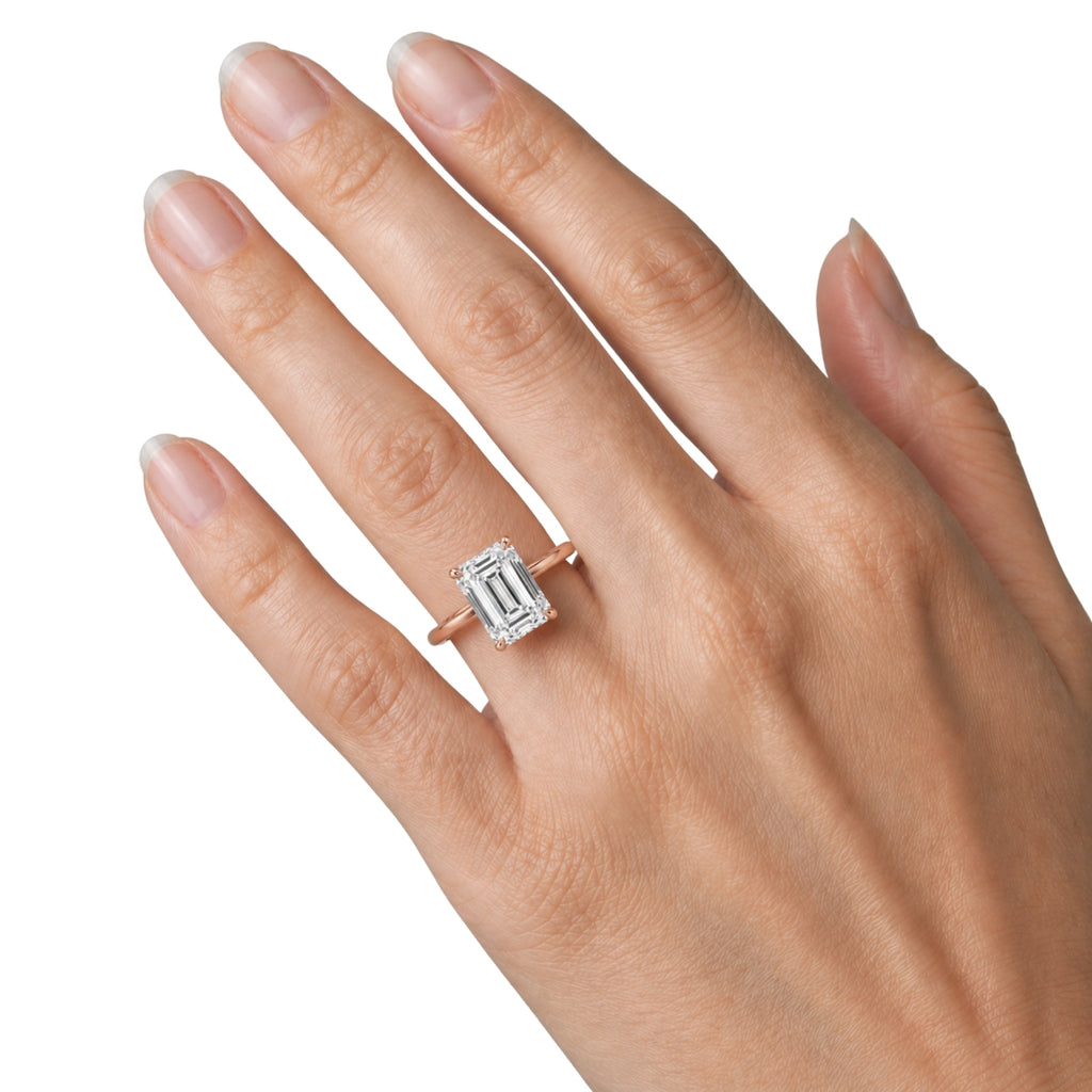 1.00-6.00 Carat T.W. Emerald-cut IGI Certified Lab Grown Diamond (F/VS+) 14K Gold Solitaire Ring