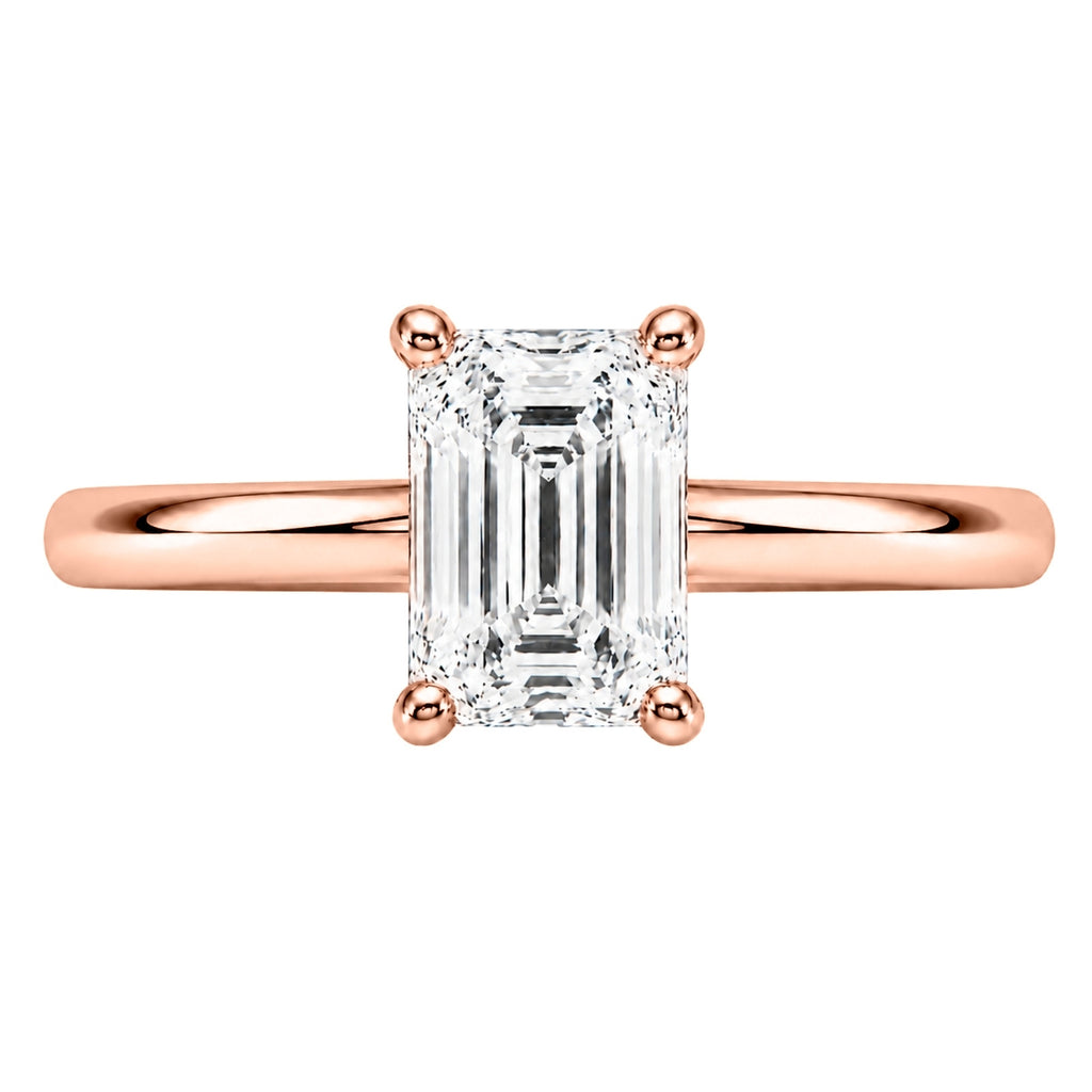 1.00-6.00 Carat T.W. Emerald-cut IGI Certified Lab Grown Diamond (F/VS+) 14K Gold Solitaire Ring