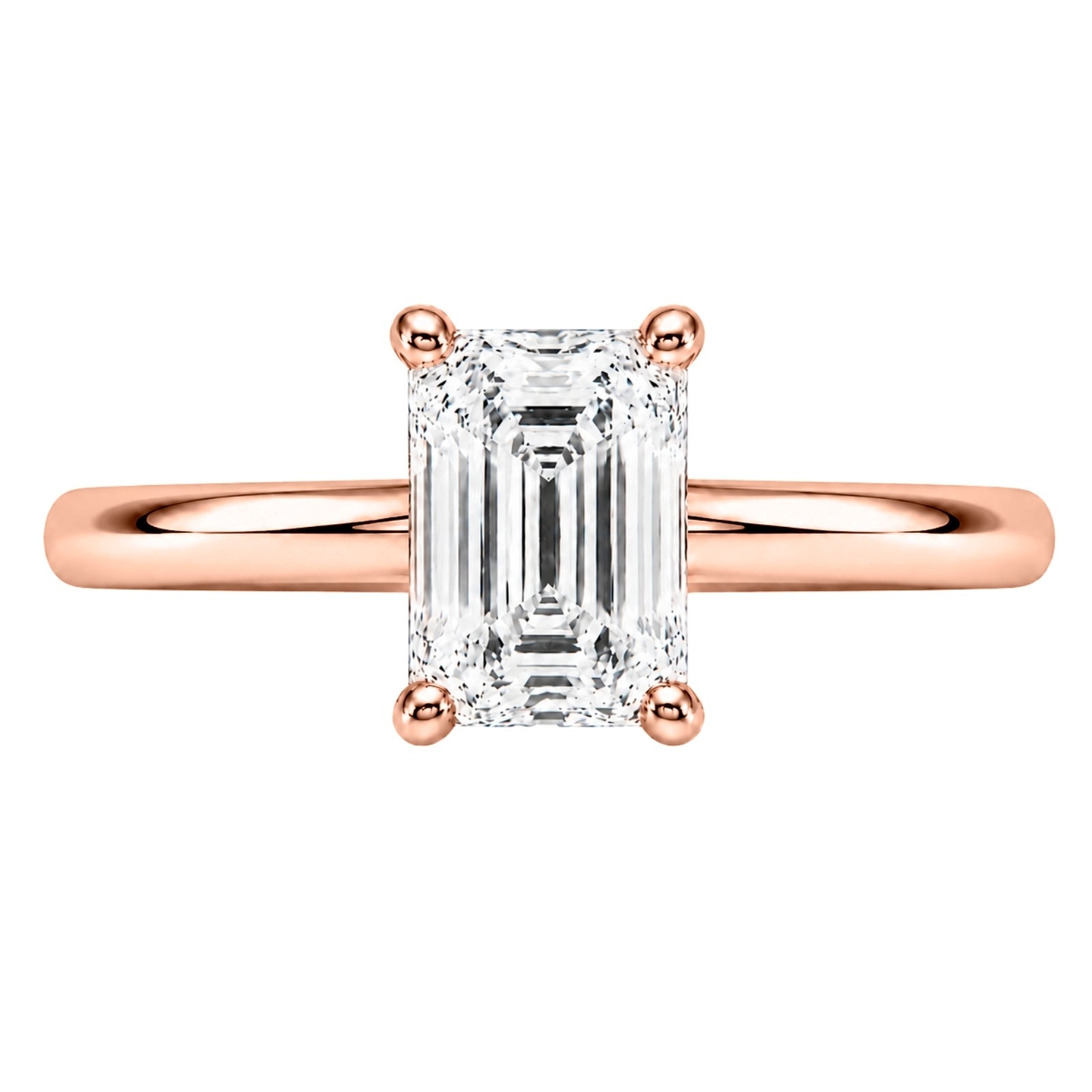1.00-6.00 Carat T.W. Emerald-cut IGI Certified Lab Grown Diamond (F/VS+) 14K Gold Solitaire Ring