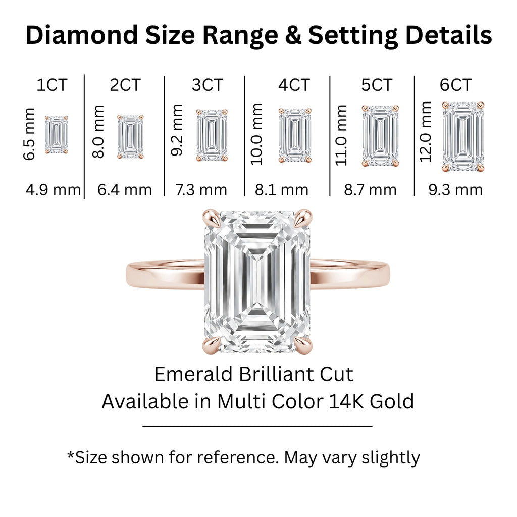 1.00-6.00 Carat T.W. Emerald-cut IGI Certified Lab Grown Diamond (F/VS+) 14K Gold Solitaire Ring
