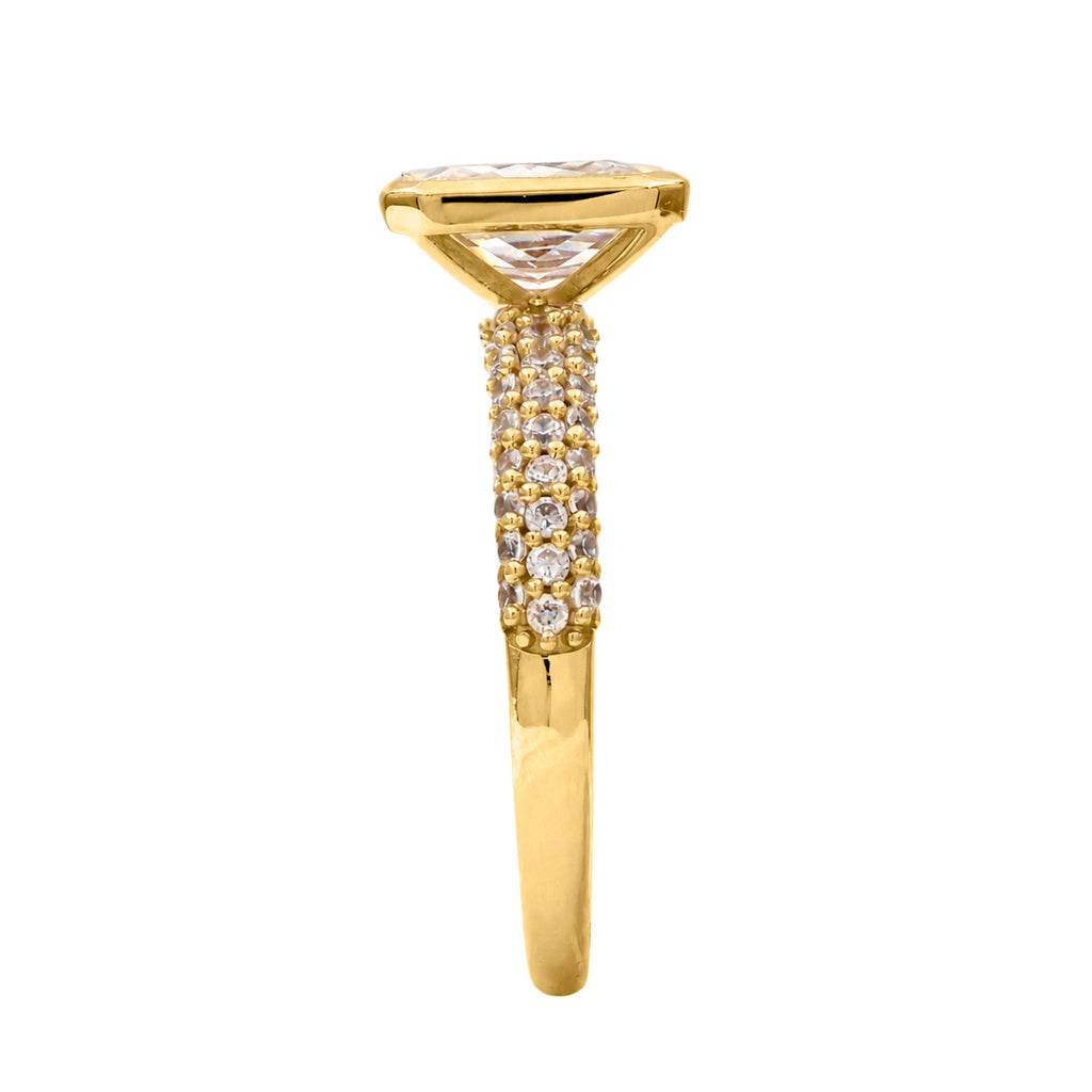 2.00 Carat T.W. Emerald and Round-cut Lab Grown Diamond (F/VS+) 14K Gold Solitaire Band Ring