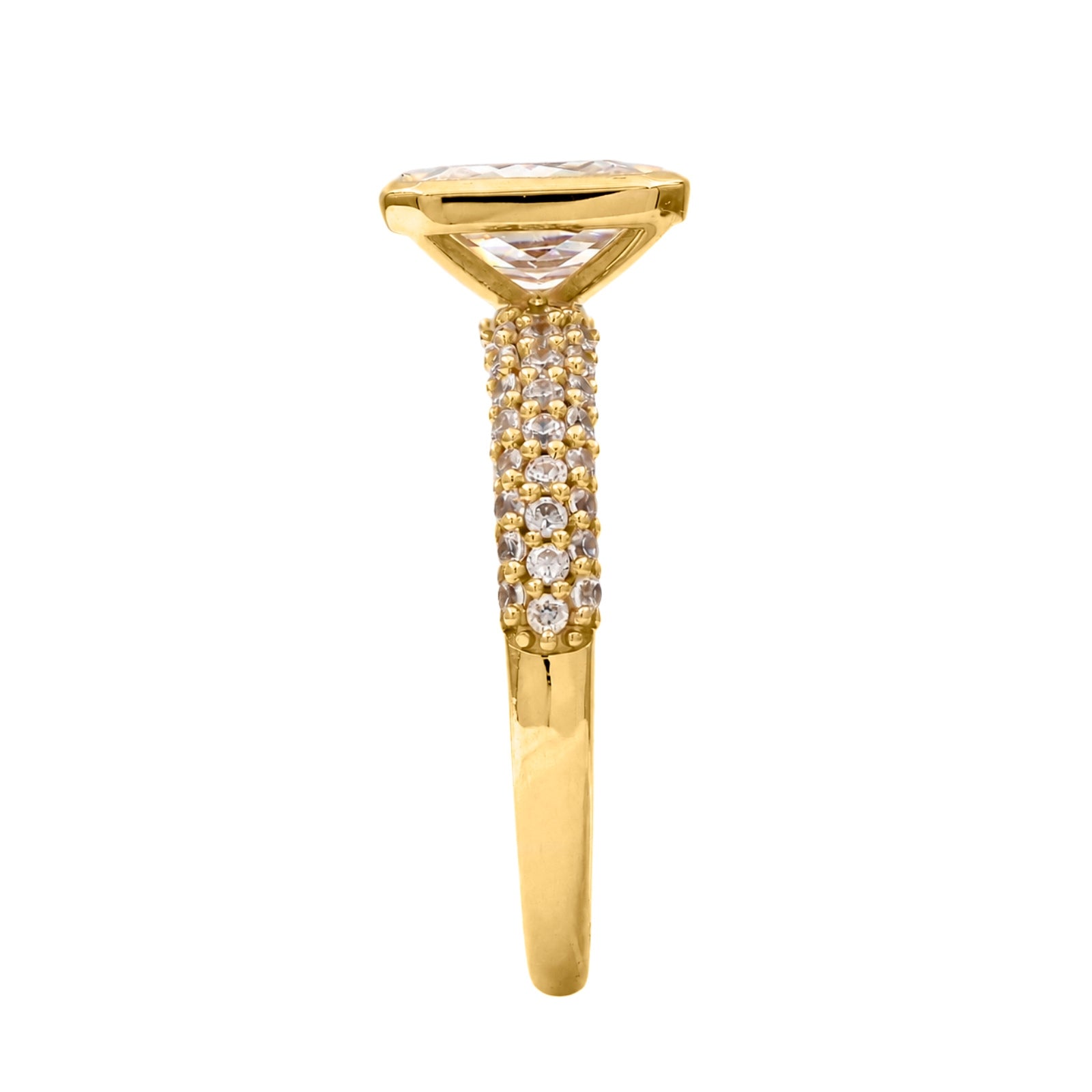 2.00 Carat T.W. Emerald and Round-cut Lab Grown Diamond (F/VS+) 14K Gold Solitaire Band Ring