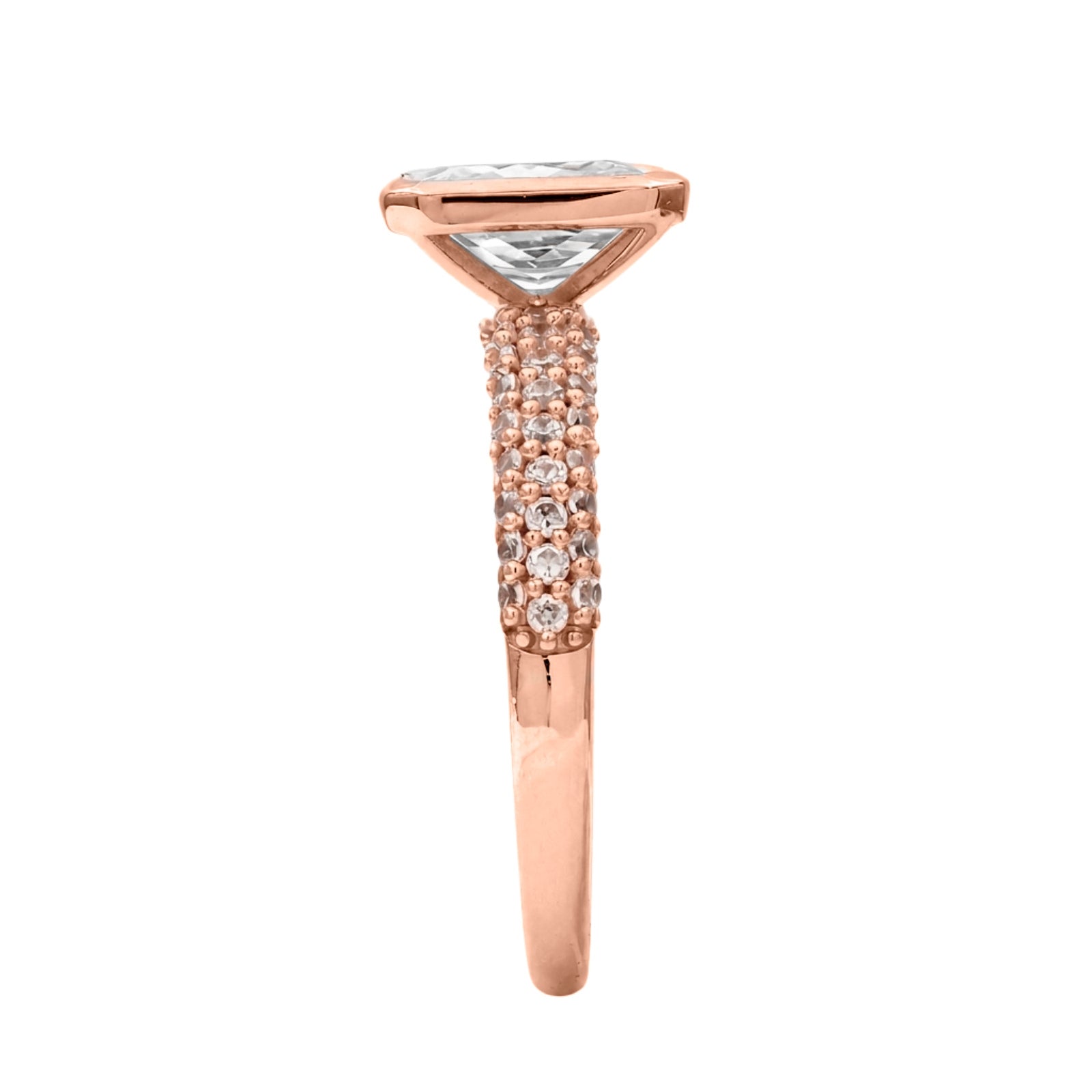 2.00 Carat T.W. Emerald and Round-cut Lab Grown Diamond (F/VS+) 14K Gold Solitaire Band Ring