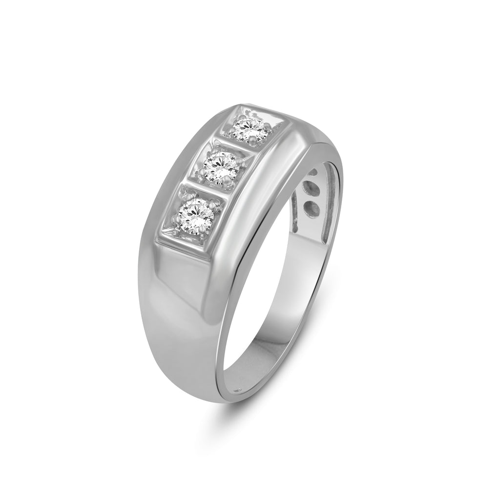 Diamonair Lab Grown Diamond (F/VS+) 1.00 carat Round cut Sterling Silver Men's Ring - Sterling Silver | Gold over Silver