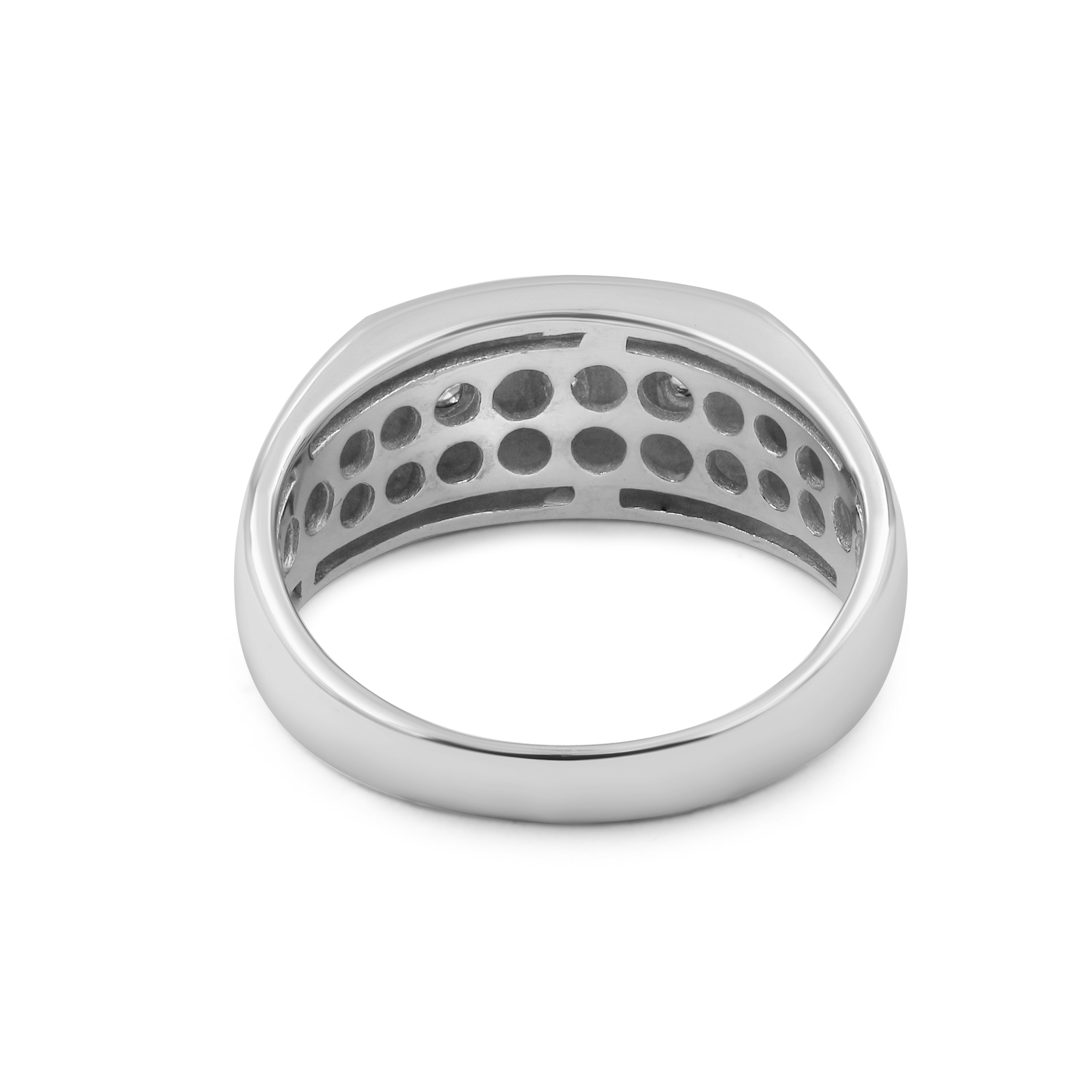 Diamonair Lab Grown Diamond (F/VS+) 1.00 carat Round cut Sterling Silver Men's Ring - Sterling Silver | Gold over Silver