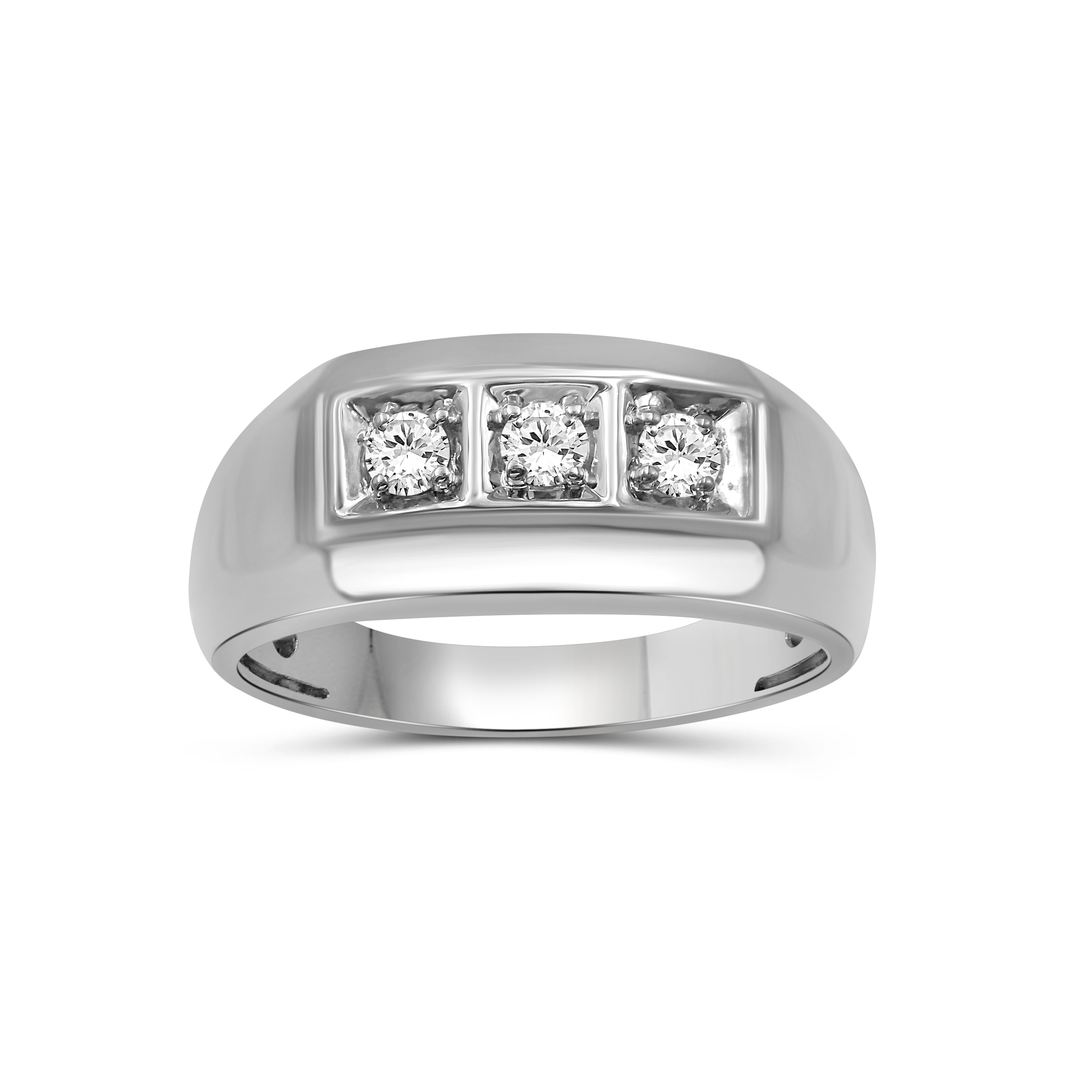 Diamonair Lab Grown Diamond (F/VS+) 1.00 carat Round cut Sterling Silver Men's Ring - Sterling Silver | Gold over Silver
