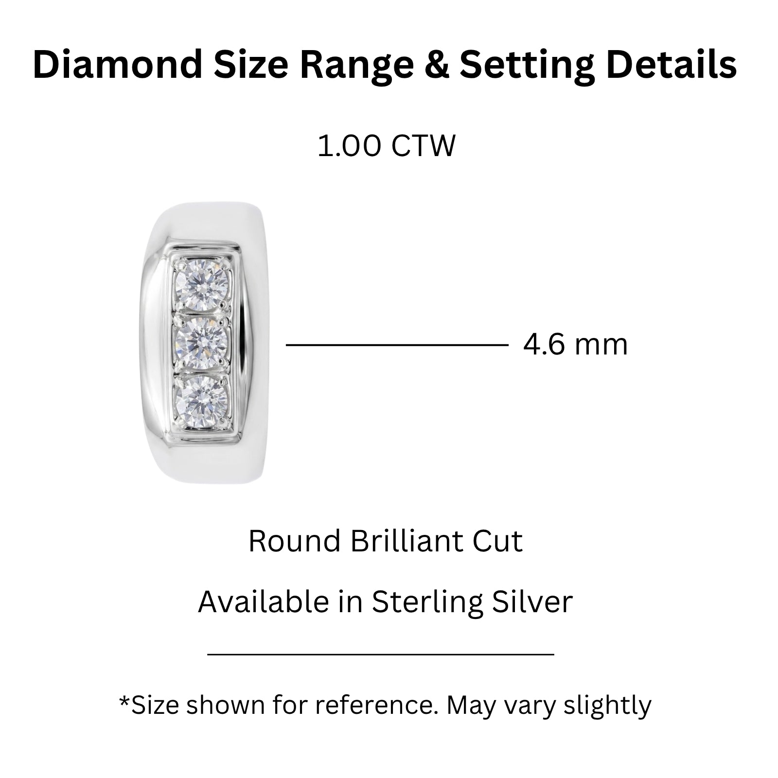 Diamonair Lab Grown Diamond (F/VS+) 1.00 carat Round cut Sterling Silver Men's Ring - Sterling Silver | Gold over Silver