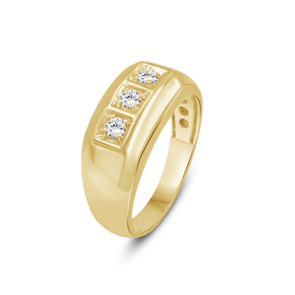 Diamonair Lab Grown Diamond (F/VS+) 1.00 carat Round cut Sterling Silver Men's Ring - Sterling Silver | Gold over Silver