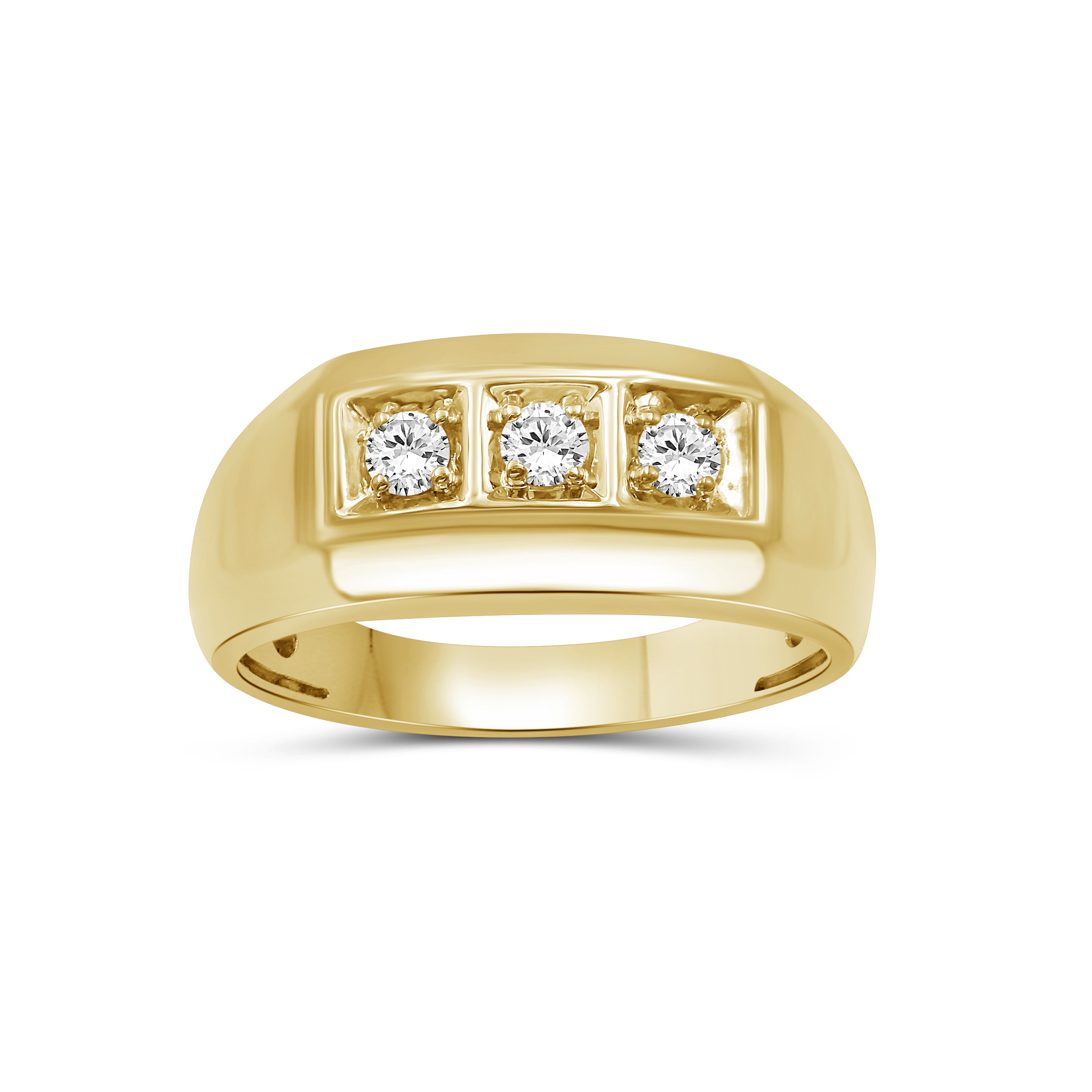 Diamonair Lab Grown Diamond (F/VS+) 1.00 carat Round cut Sterling Silver Men's Ring - Sterling Silver | Gold over Silver