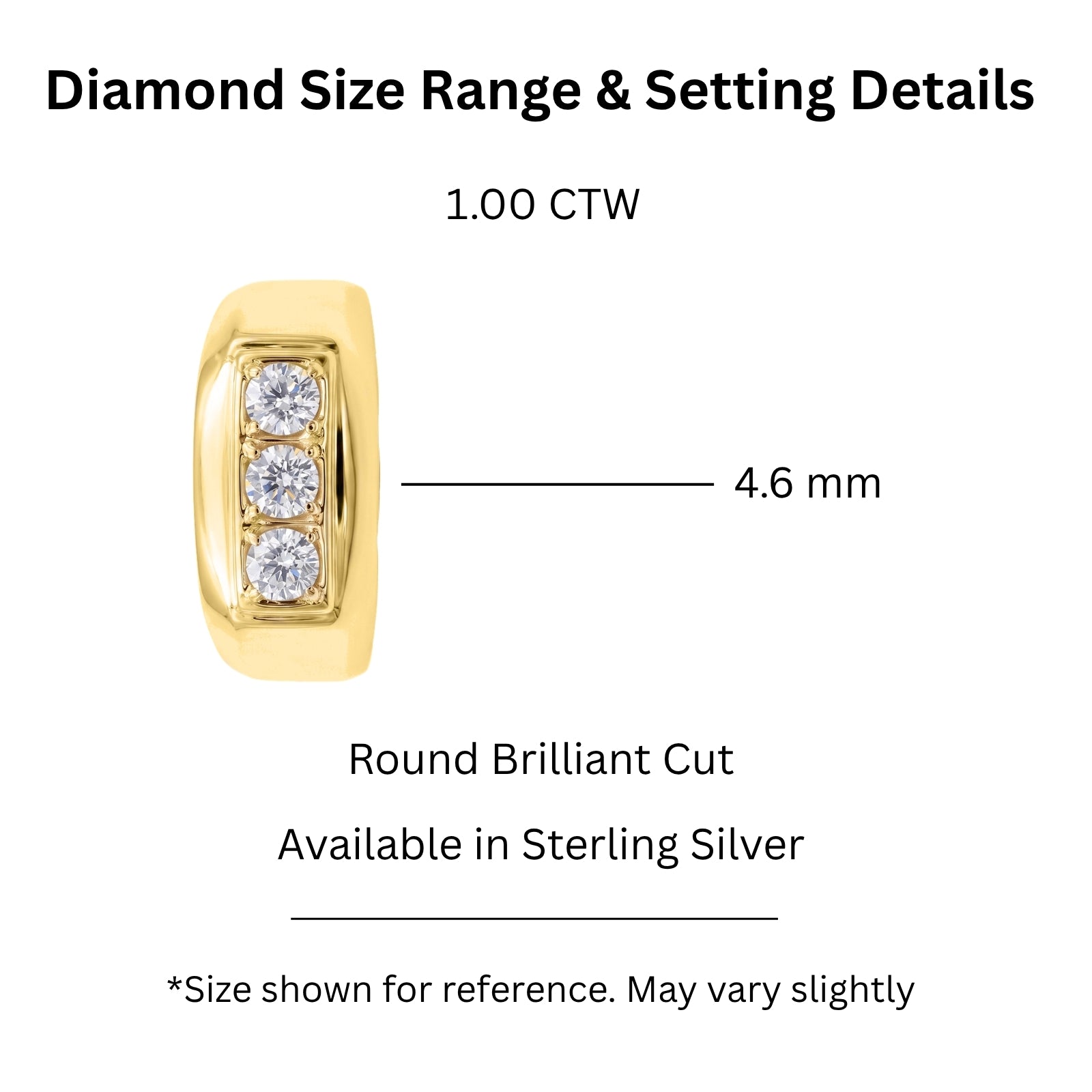 Diamonair Lab Grown Diamond (F/VS+) 1.00 carat Round cut Sterling Silver Men's Ring - Sterling Silver | Gold over Silver