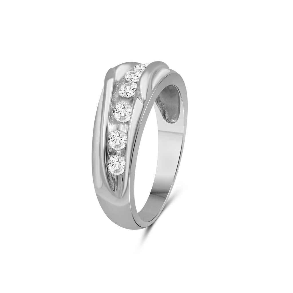 Diamonair Lab Grown Diamond (F/VS+) 1.00 carat Round cut Sterling Silver Men's Ring - Sterling Silver | Gold over Silver