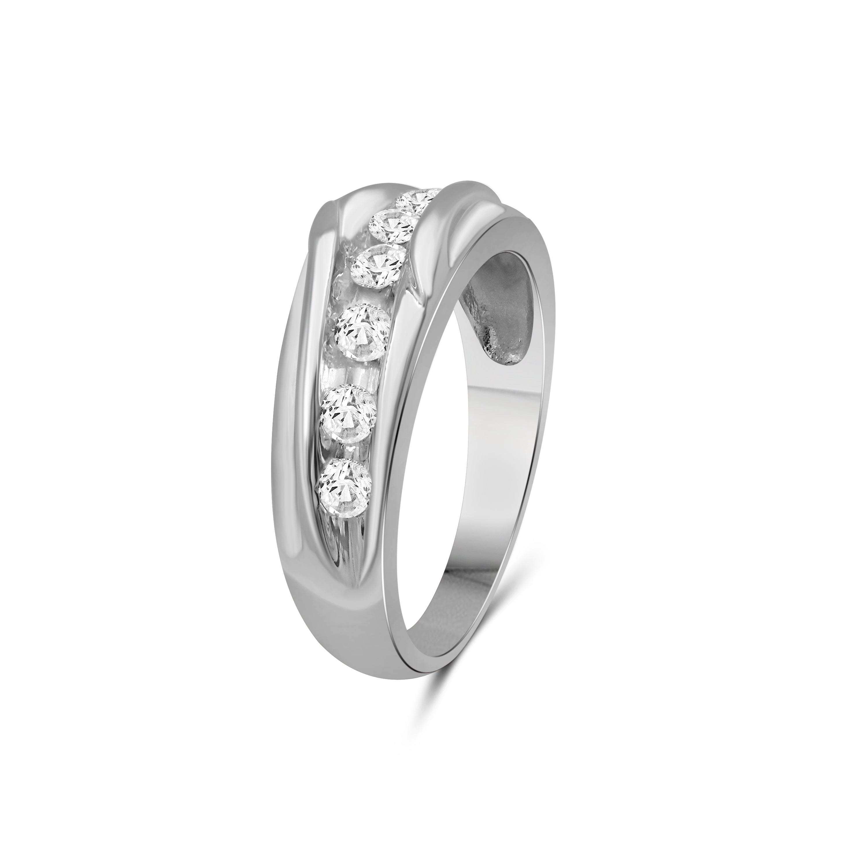 Diamonair Lab Grown Diamond (F/VS+) 1.00 carat Round cut Sterling Silver Men's Ring - Sterling Silver | Gold over Silver