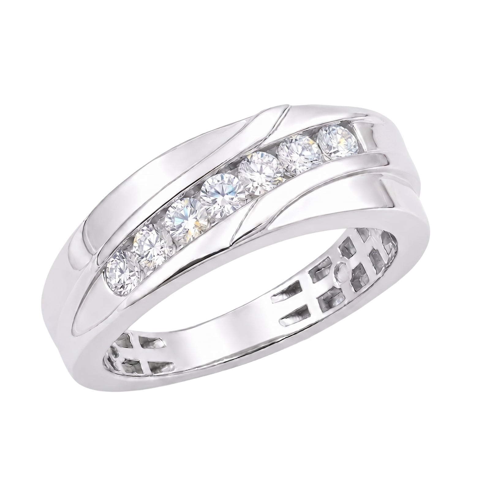 Diamonair Lab Grown Diamond (F/VS+) 1.00 carat Round cut Sterling Silver Men's Ring - Sterling Silver | Gold over Silver