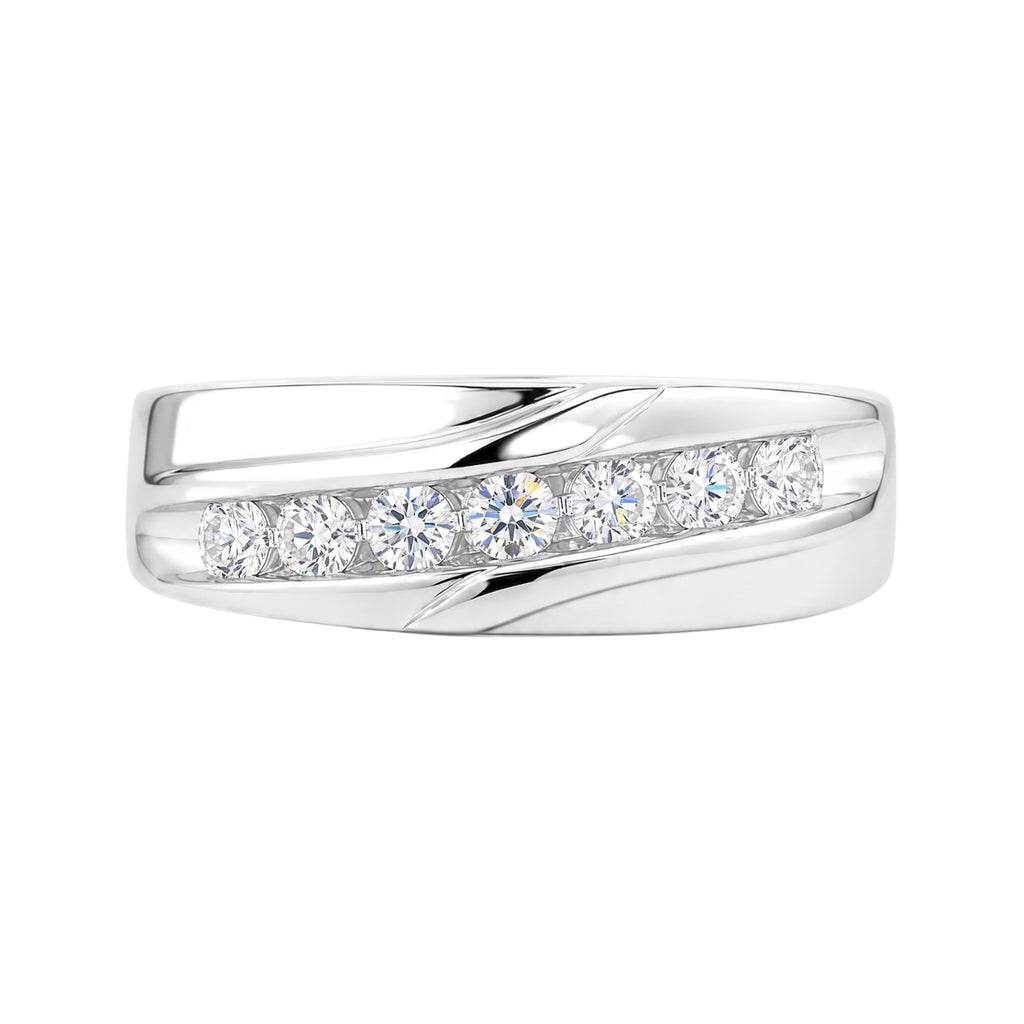 Diamonair Lab Grown Diamond (F/VS+) 1.00 carat Round cut Sterling Silver Men's Ring - Sterling Silver | Gold over Silver