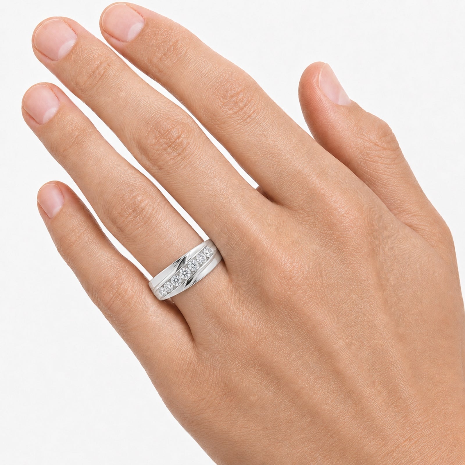 Diamonair Lab Grown Diamond (F/VS+) 1.00 carat Round cut Sterling Silver Men's Ring - Sterling Silver | Gold over Silver