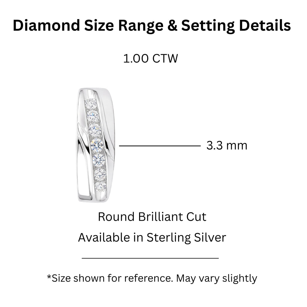 Diamonair Lab Grown Diamond (F/VS+) 1.00 carat Round cut Sterling Silver Men's Ring - Sterling Silver | Gold over Silver